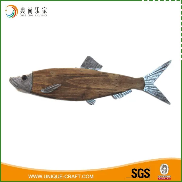 Metal And Wood Sea Fish Wall Decoration