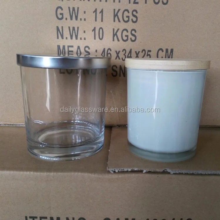 Wholesale 300 Ml Straight Sided Frosted Glass Candle Jars With Wooden Corks Or Metal Lids For