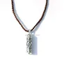 Religious jewelry mezuzah pendant on brown knitted necklace jewelry