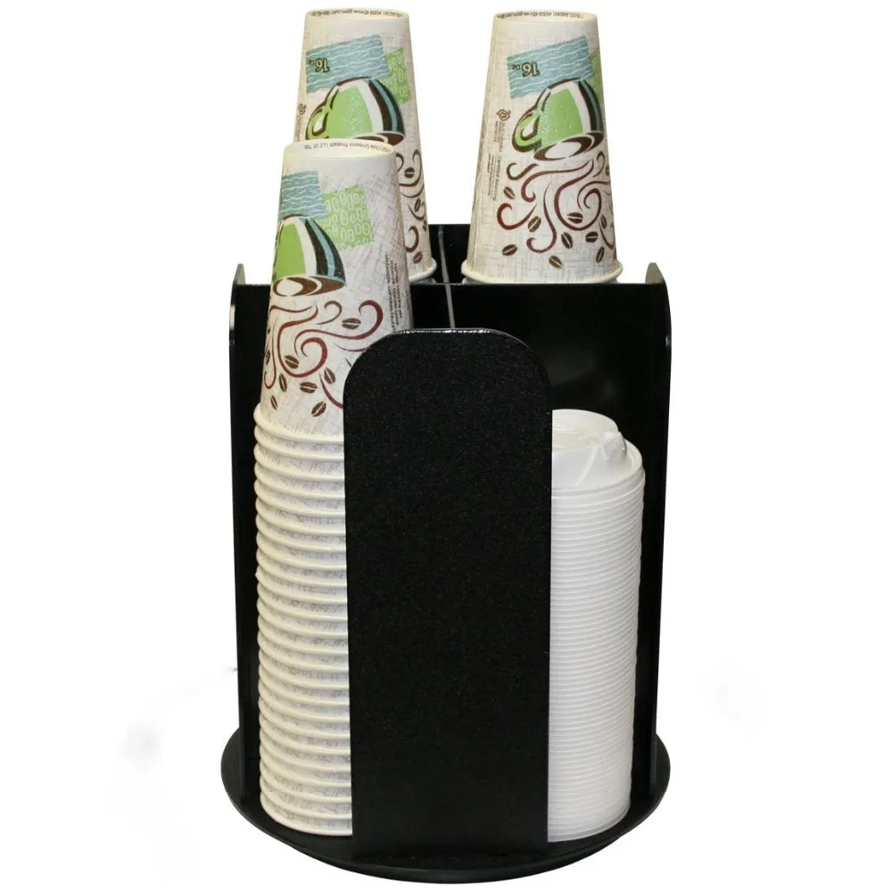 4 Columns Spinning Acrylic Lid Holder Cup Dispenser,Plexiglass Coffee