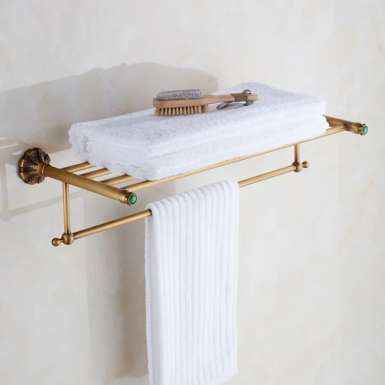 Fapully Antique Brass Bathroom Towel Shelf,Bath Towel Rack Bathroom ...