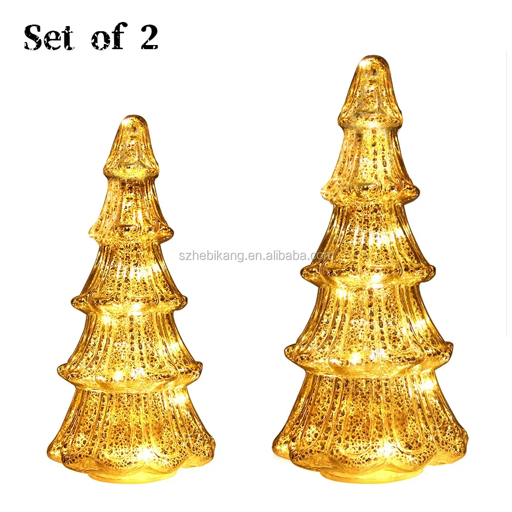 High Quality Sliver Glass Christmas Tree Ornaments Led Light For