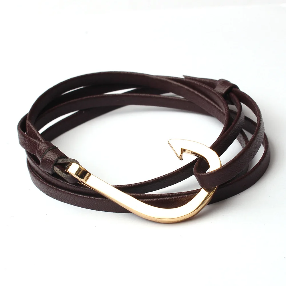 New Viking miansai-style fishhook accessory Viking anchor navy windhook leather bracelet