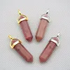 PM13037 Healing Rhodonite Point Pendant , Rhodonite Double Terminated Point Pendant Silver Or Gold Plated Bail