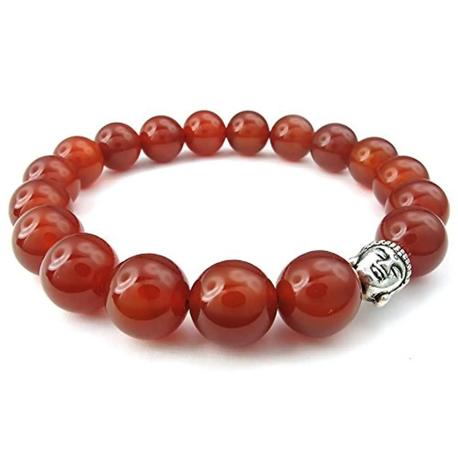 Energy Bead Buddha Mala CLJSTORE Jewelry Red Agate Mens Womens Bracelet Red Silver