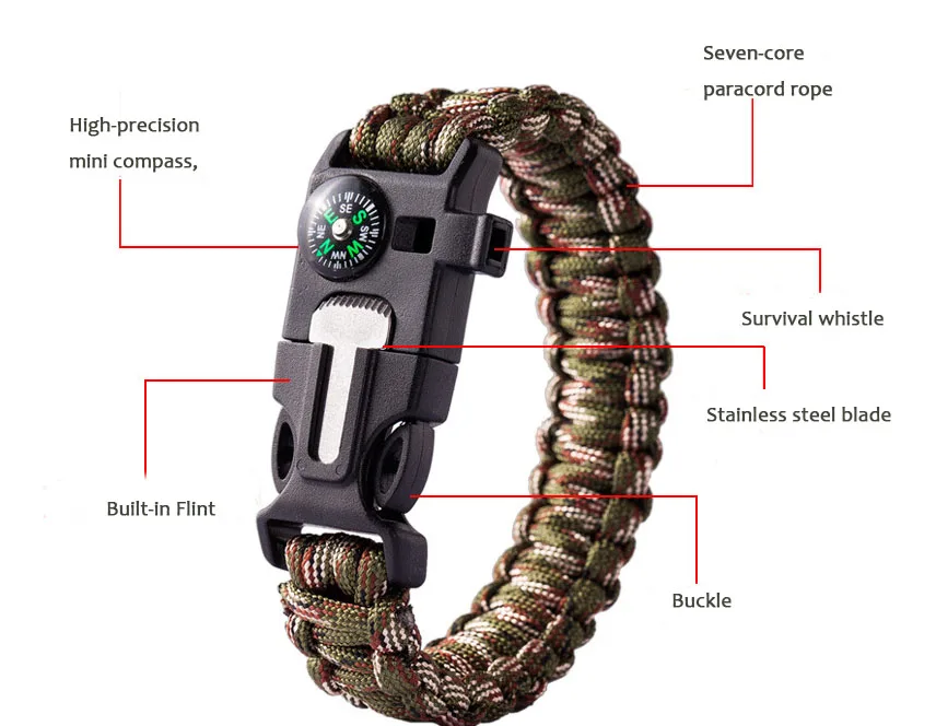 Outdoor Camping Emergency Survival Bracelet For Climbing Traveling ...