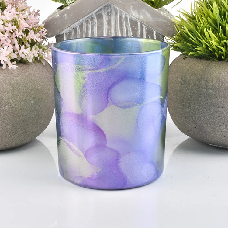 Colorful electroplating glass candle jar tumbler candle holder for home decor