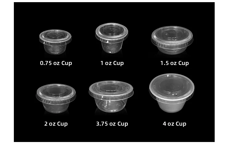 Clear disposable pp ps base plastic take away sauce cup with pet lid