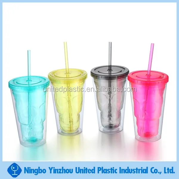 Cold Drink Promotional Gift Plastic Tumbler With Straw With Custom Logo