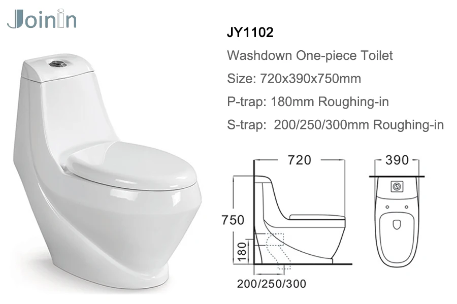 Chaozhou High quality Sanitary Ware Bathroom Ceramic washdown one piece toilet JY1102