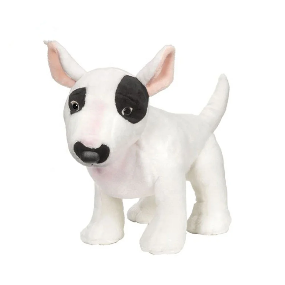 black and white stuffed dog toy