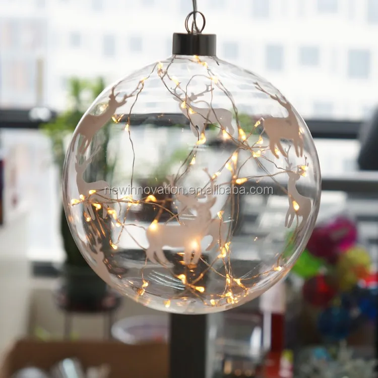 10l Warm White Led Light Up Glass Ball With Copper Wire Light Hanging ...