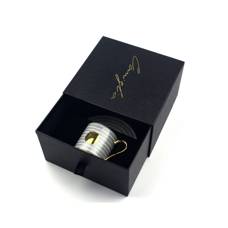 金烫印抽屉盒包装抽屉黑色礼品盒包装