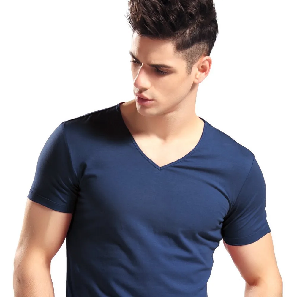 Summer Short Sleeve Muscle T-shirt V Neck Plain Tshirt - Buy Plain ...