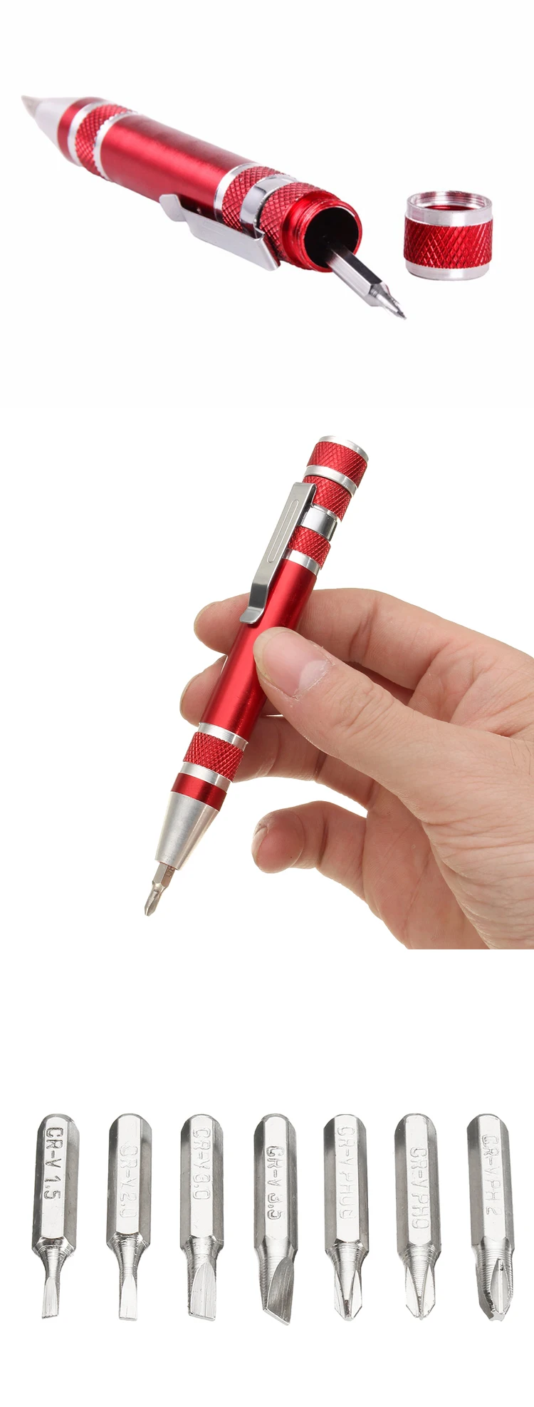 Pocket Pen-shaped 8-in-1 Mini  Precision Screwdriver Bit Set