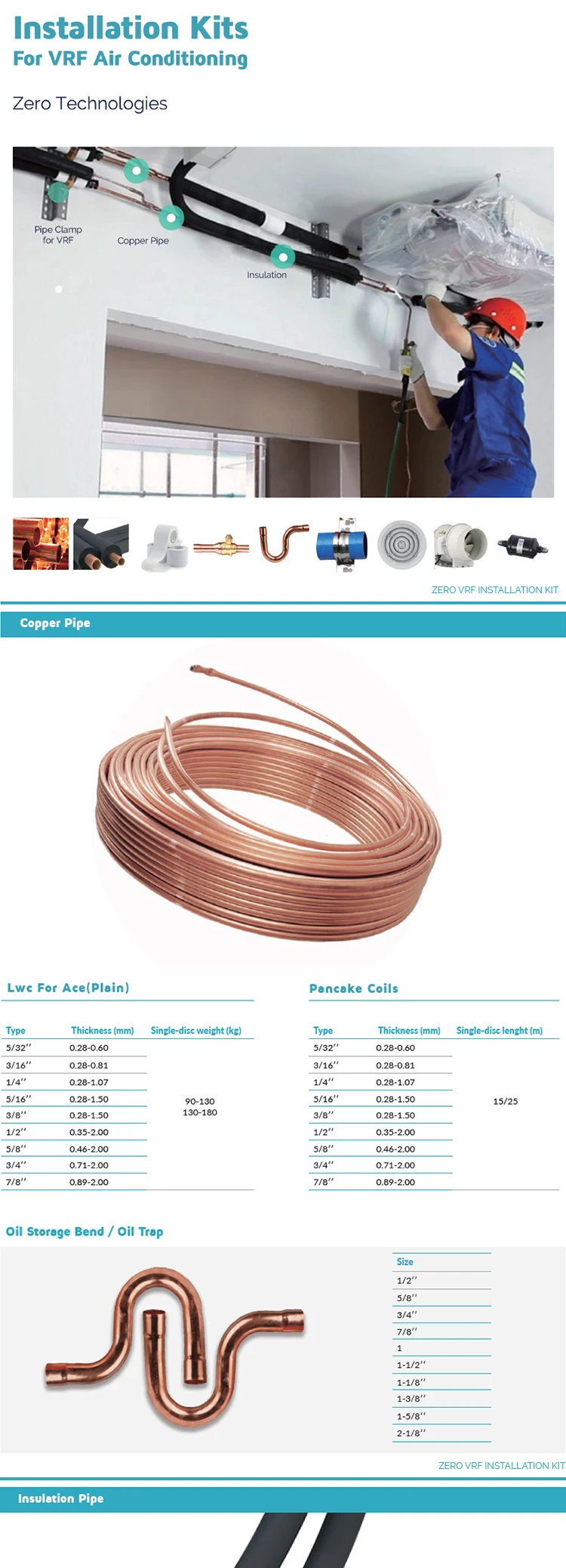 Zero Vrf Installation Kits Foam Pipe Insulation For Air Conditioner