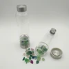 Free Samples Wholesale Natural Crystal Energy Bottle Gemstone Infused Water Bottle with Bamboo Lid