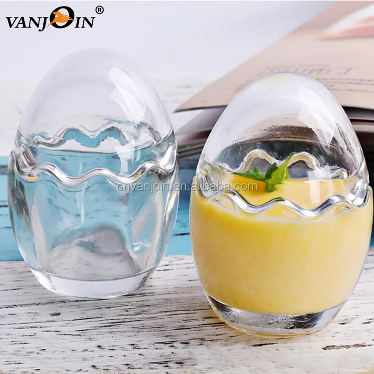 2oz Dessert Cup Egg Shaped Pudding Glass Jars With Plastic Lid Buy