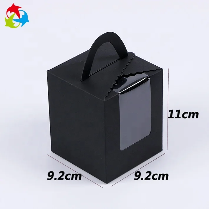 Square Shape Small Paper Cake Box With Clear Plastic Window Buy Small