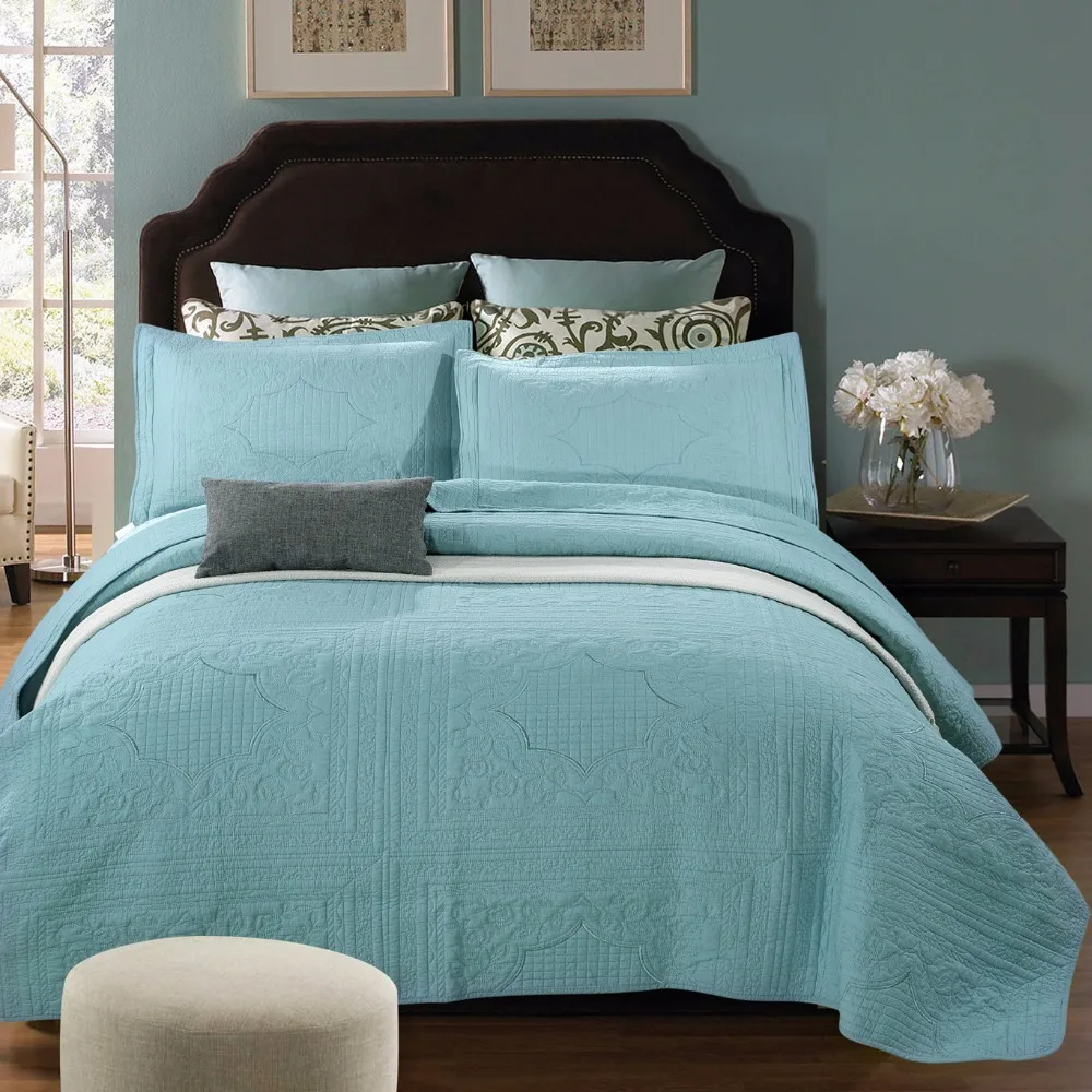 Hotel Home Goods Cotton Patchwork Machine Quilt Bedding Set Bed