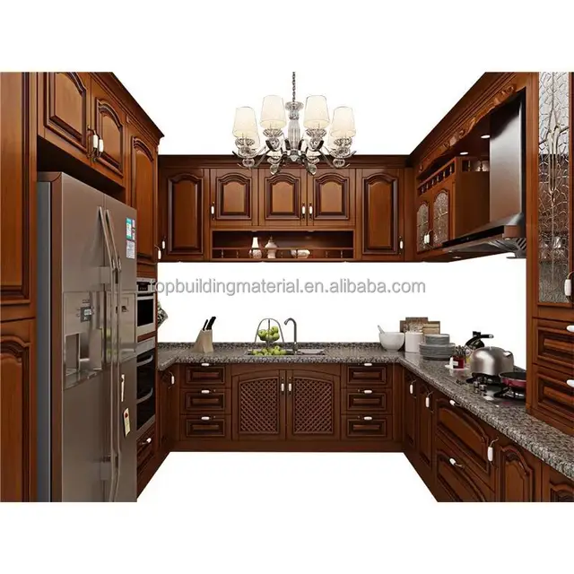 American U Shaped Cherry Wood Kitchen Cabinets Buy Wood Kitchen