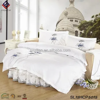 Lace Embroidered Round Bedding Set Duvet Cover Set Hotel Comforter