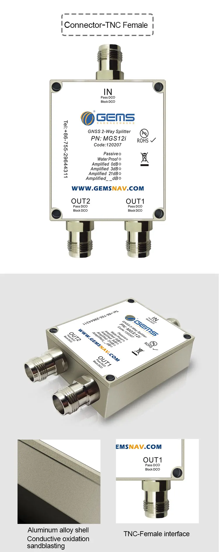 Mgs12i Twochannel Gps Power Splitter Gnss Divider Gps Power Divider