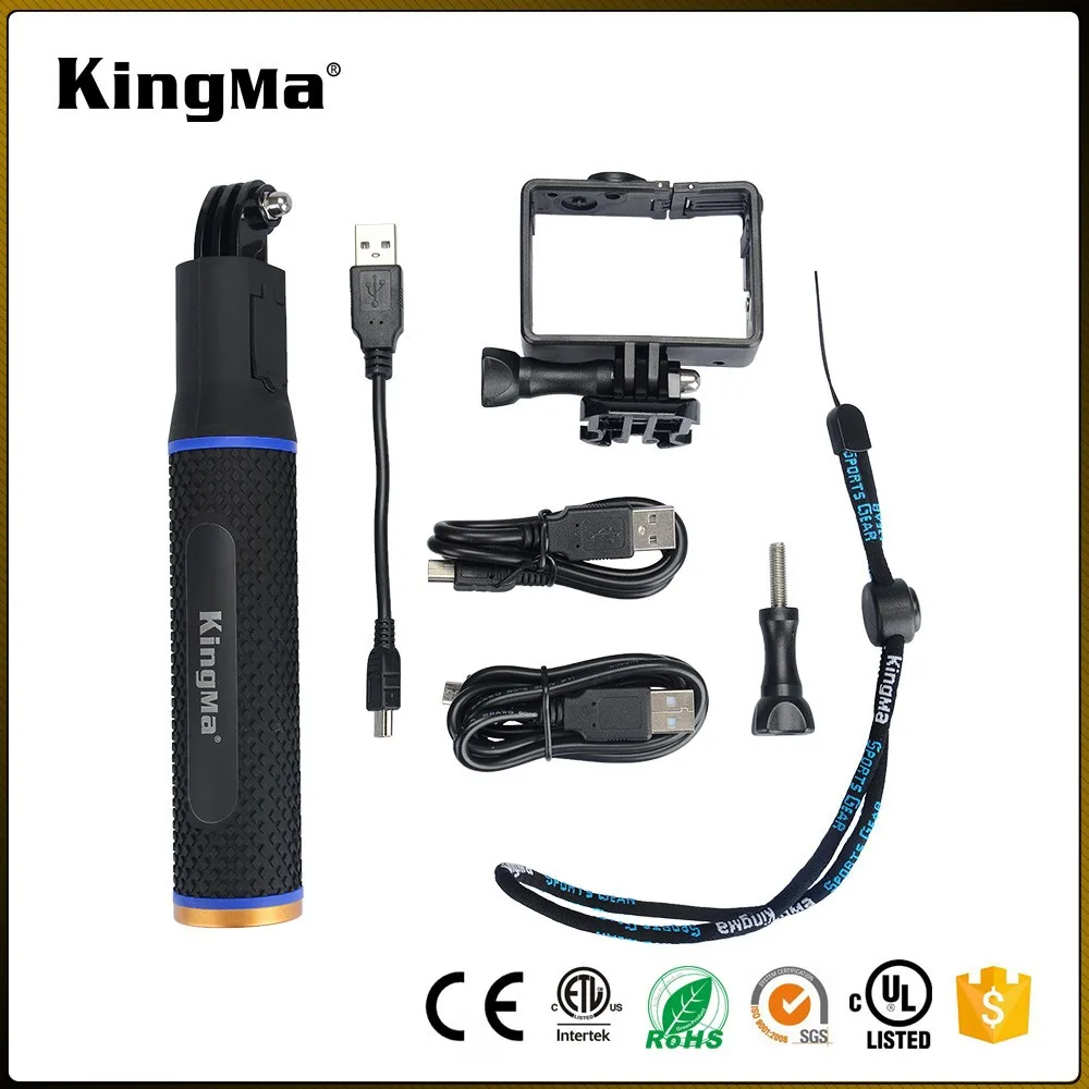 KingMa For Go Pro Hero4 3+ 3 2 1 Rechargeable 5200mAh Hand Grip Power Bank Sefie Stick Monopod + Camera Frame