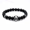 Wholesale Custom Solid Stainless Steel Skull Natural Onyx Beads Bracelet