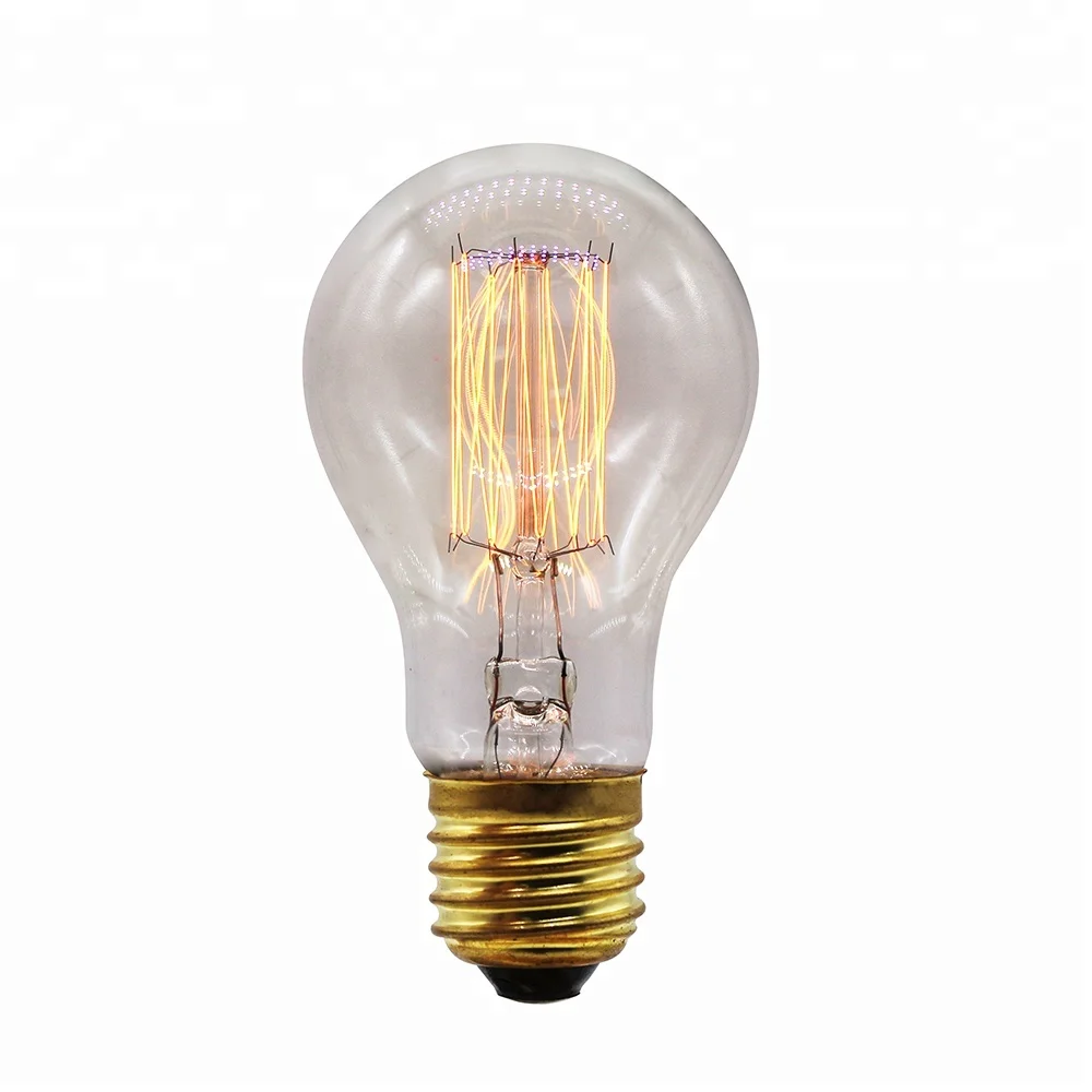 Edison Round A19 Vintage Bulbs, Fully Dimmable, Warm White, 40W (E26/e27/b22), Horizontal Spiral Filament,