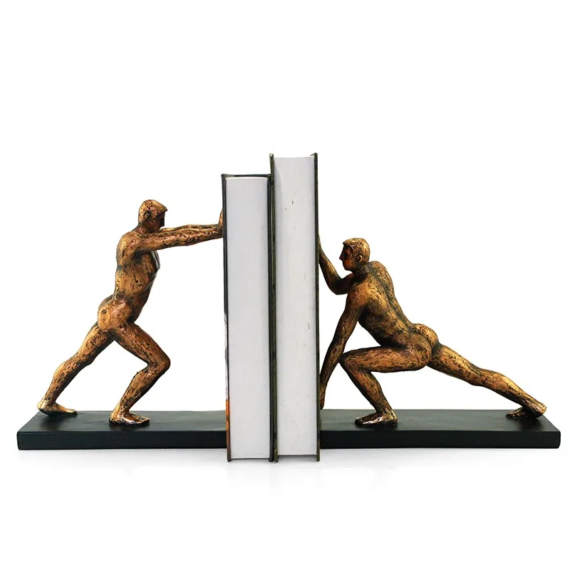 Abstract Character Man Statue Resin Figurine Decoration gold bookend crystal bookends manufacture