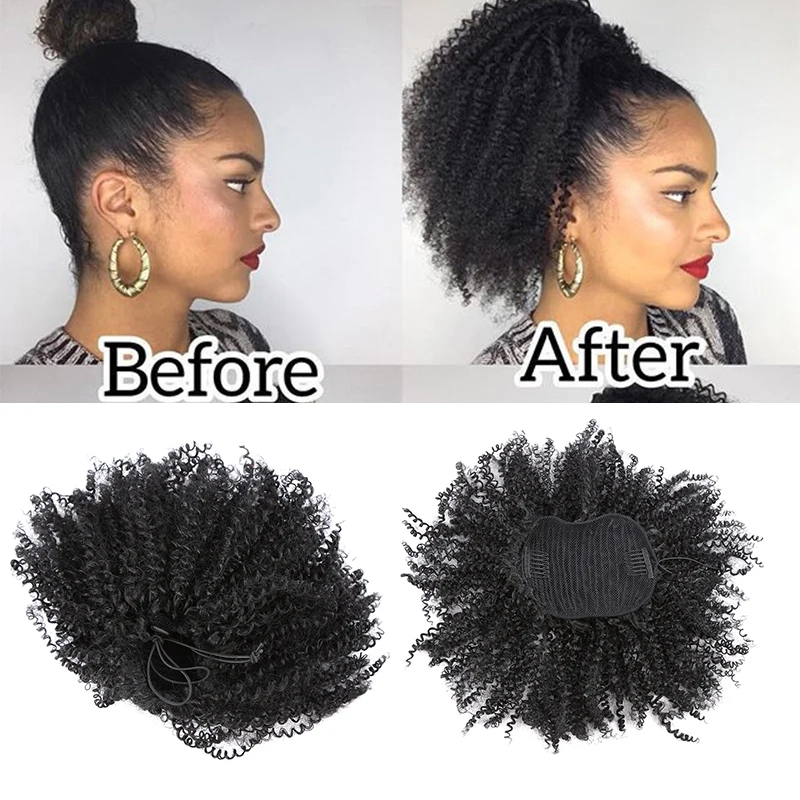 Dream.Ice's Hair Afro Kinky Curly Weave Ponytail Hairstyles Clip ins Natural Ponytails Extensions drawstring ponytail 