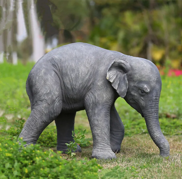 Park Decoration Large Fiberglass Resin Animal Long Tooth Elephant