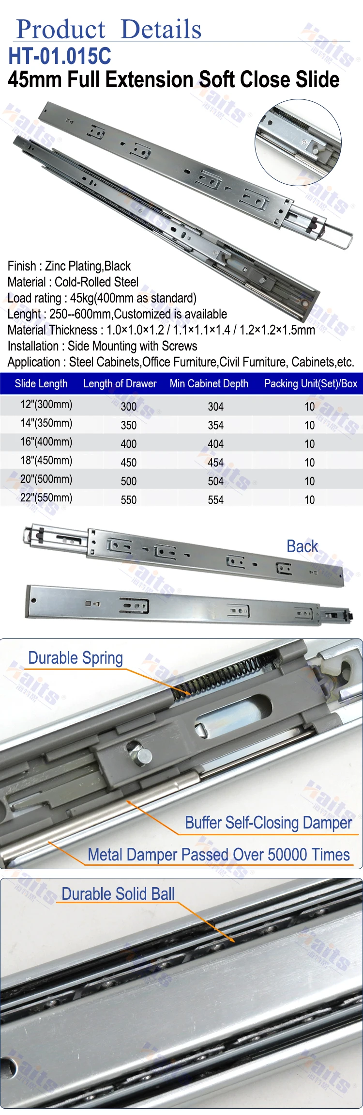 China drawer slide HT-01.015C