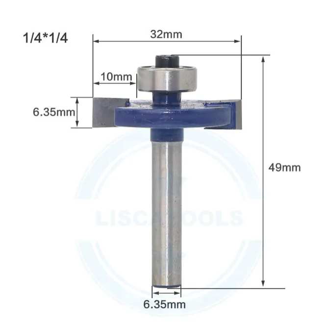 Router Bit Cove Bit with 53mm Length 1/4-Inch Shank Blue 32mm Diameter 