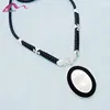 Twisted Braided Rope Black Leather Cord Chain Necklace With Pendant