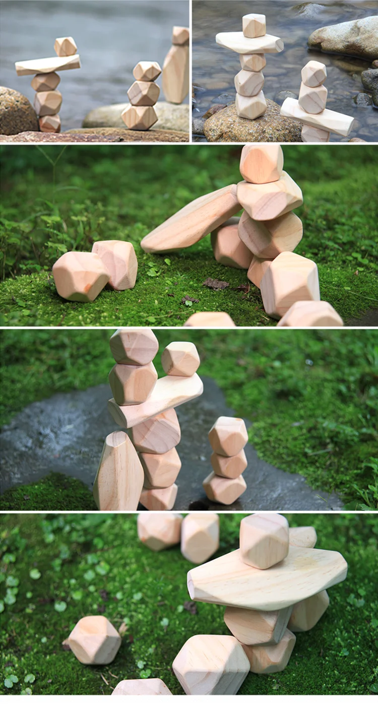 Ecofriendly Wooden Balancing Stones Stacking Toy. Zen Style Balancing