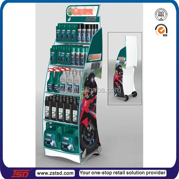 Tsdm954 Factory Custom Durable Floor Metal Engine Oil Display Stand