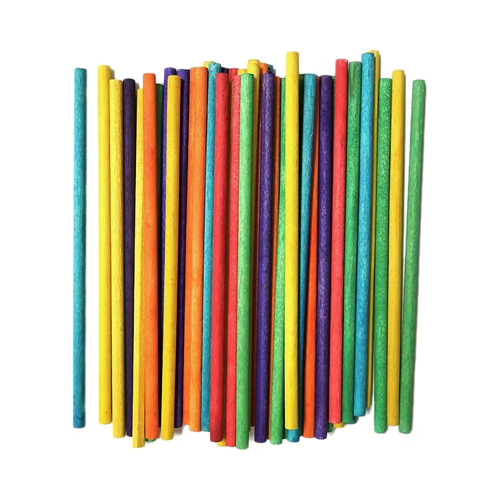 krafters korner Wood 4" x 1/8" Wooden Dowel Sticks, Multi-color - Yellow, Green, Red, Purple, Orange, Turqoise, 40 Count