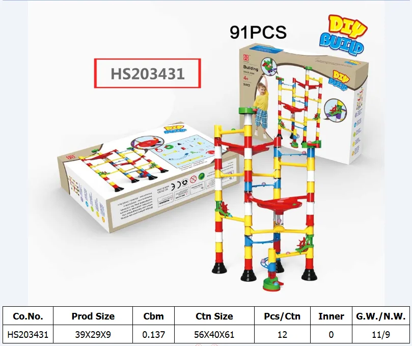 HS203431, Huwsin Toys, Plastic Building block,91pcs, Educational toy for kids