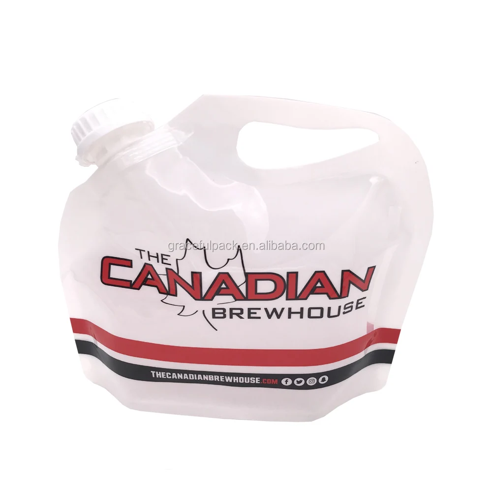 1 Gallon With Spout Drink 1000ml Wine Custom Handle Top Printed Yellow