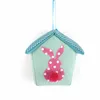 Bunny Floral Pattern Mini House Shape Hanging Easter Spring Home Decorative