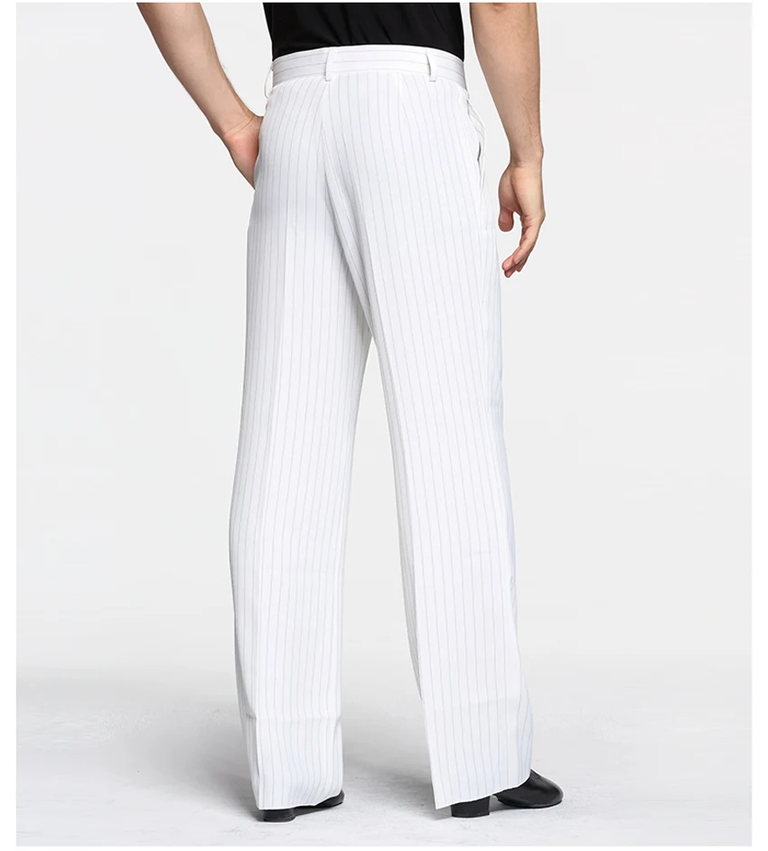 Mens Dance Pants Black White Pinstripe Classic Dance Pants For Latin