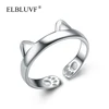 ELBLUVF Women 925 Sterling Silver Animal Cat Ears Cat Ring Open Adjustable Ring
