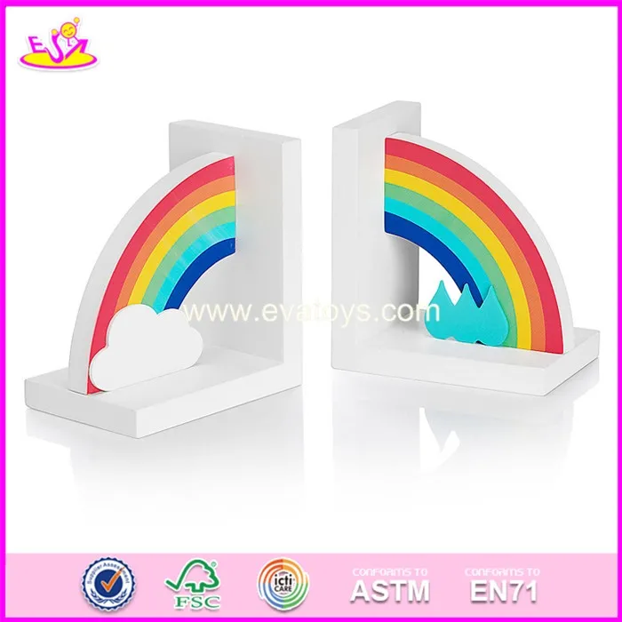 2017 Brand New Children Rainbow Wooden Decorative Bookends For