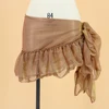 Multifunctional and allochroic silk shawl scarf with ruffle edge for belly dance