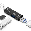 DKQ05 3 in 1 USB 2.0& Type C & Micro USB OTG TF Memory Multi Magnetic Card Reader for Samsung Huawei