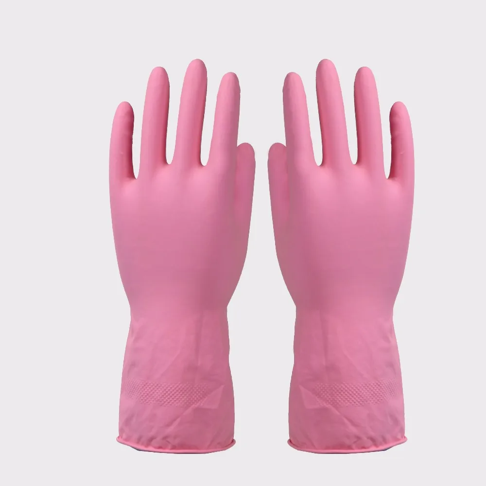 Household Gloves Clothes Dish Washing Rubber Gloves Long Pink