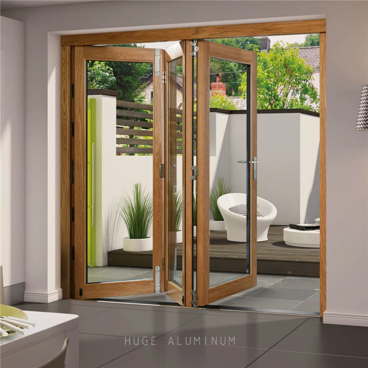 Oak Glass Folding Door Balcony Wooden Door For Villa - Buy Oak Glass ...