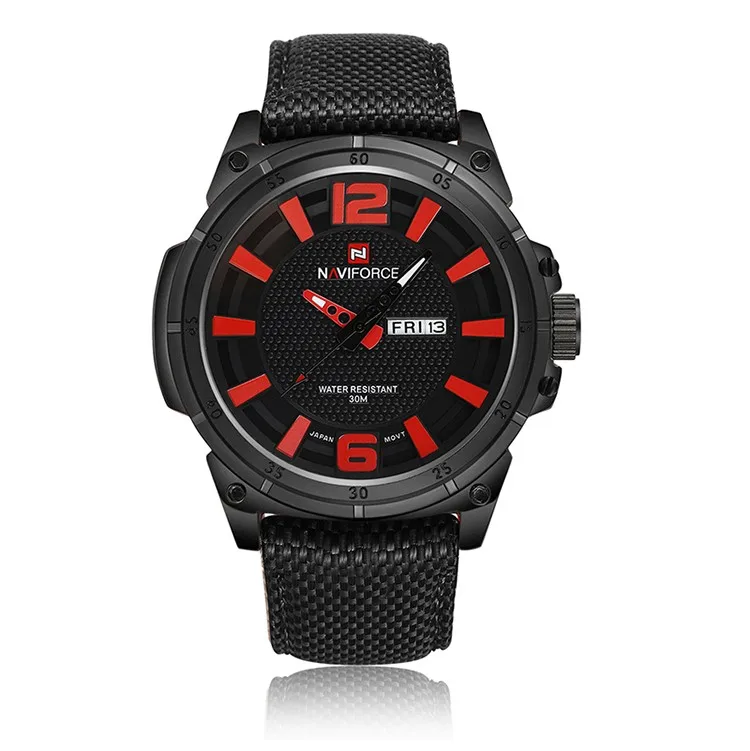 3d face japanese movement naviforce 9066 brand quartz wristwatch